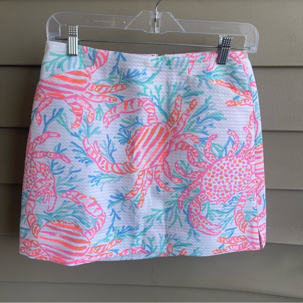 $88 New Lilly Pulitzer MARIGOLD SKORT Skirt w Shorts Getting Steamy White Pink 0